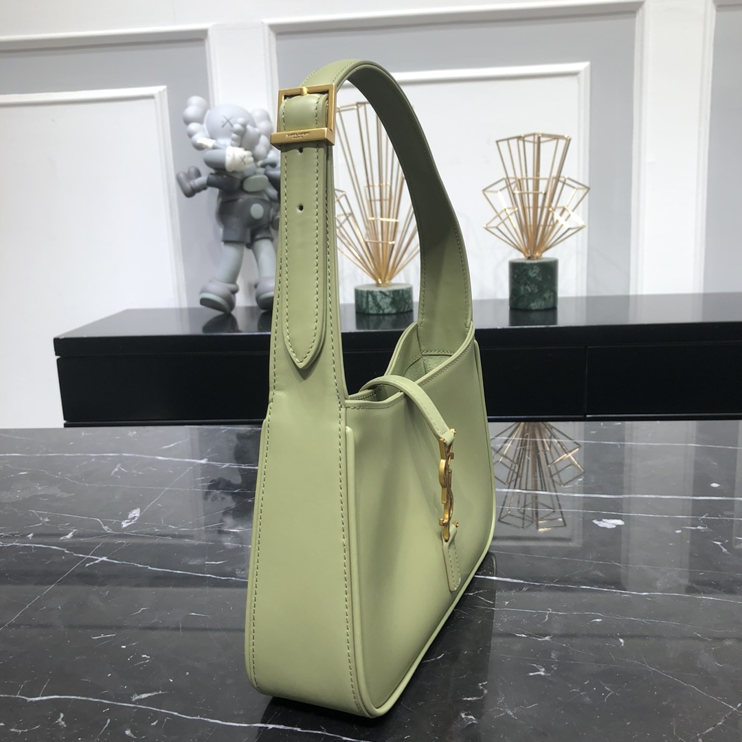 Saint Laurent LE 5 A 7 Smooth Calfskin Shoulder Bag Handbag Light Green 657228 